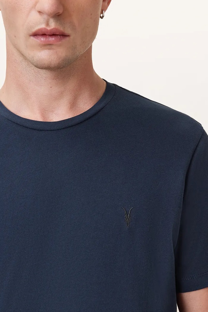 T-shirt basic męski bawełniany AllSaints M030JB granatowy