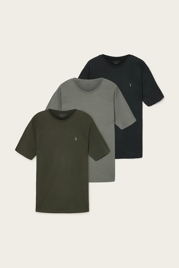 AllSaints tricou din bumbac BRACE 3-pack uni verde M031JB