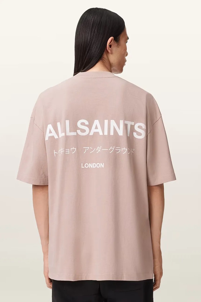 AllSaints T-shirt oversize męski bawełniany bawełna różowy M071PB