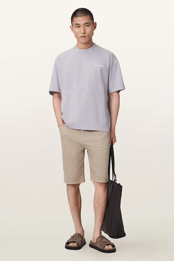 Odzież AllSaints T-shirt oversize męski bawełniany MINA M071PB fioletowy