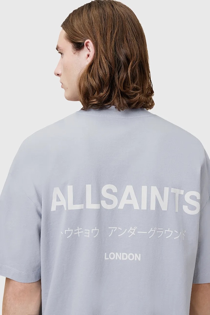 Oblečenie AllSaints oversize tričko pánske bavlnené M071PB modrá