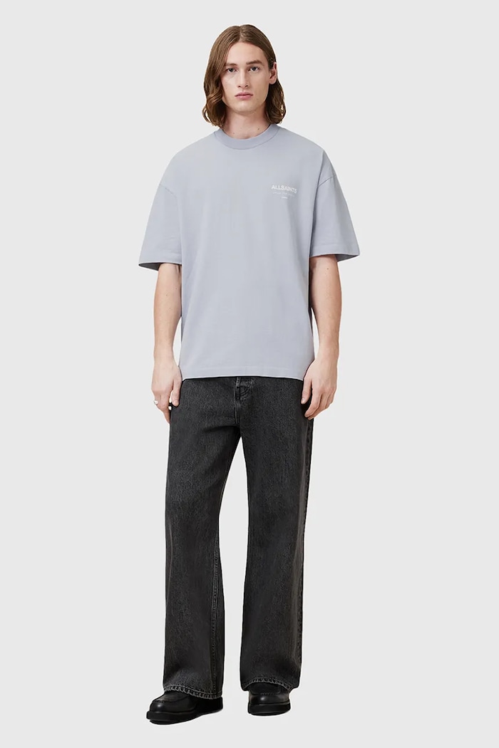 AllSaints oversize tričko pánske bavlnené M071PB modrá