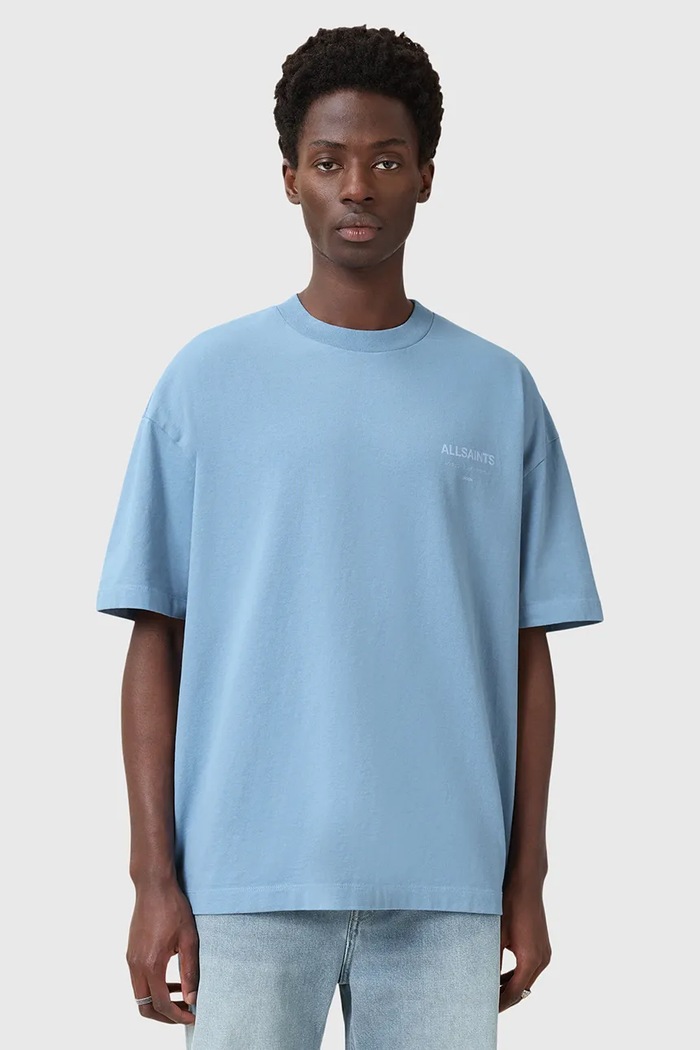 AllSaints T-shirt oversize męski bawełniany M071PB niebieski SS26