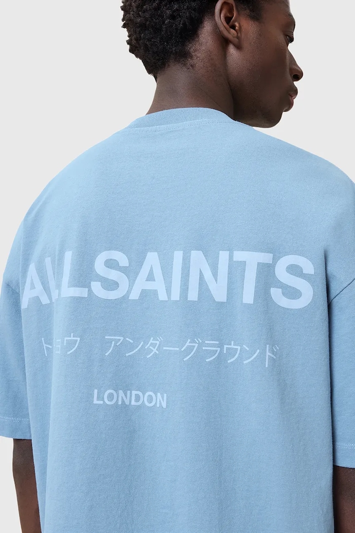 AllSaints T-shirt oversize męski bawełniany M071PB niebieski
