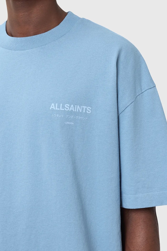 AllSaints T-shirt oversize męski bawełniany niebieski M071PB