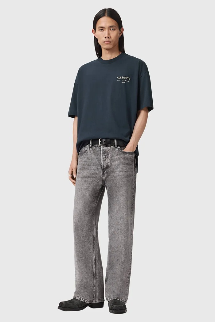 Oblečenie AllSaints oversize tričko pánske bavlnené M071PB tmavomodrá