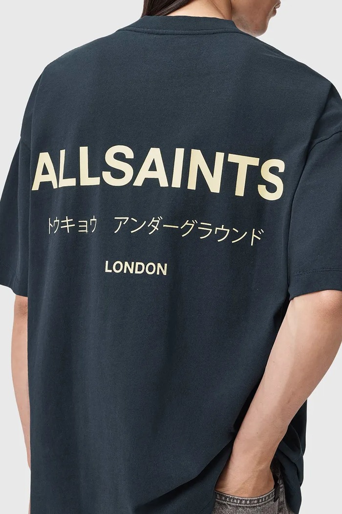 AllSaints oversize tričko pánske bavlnené M071PB tmavomodrá