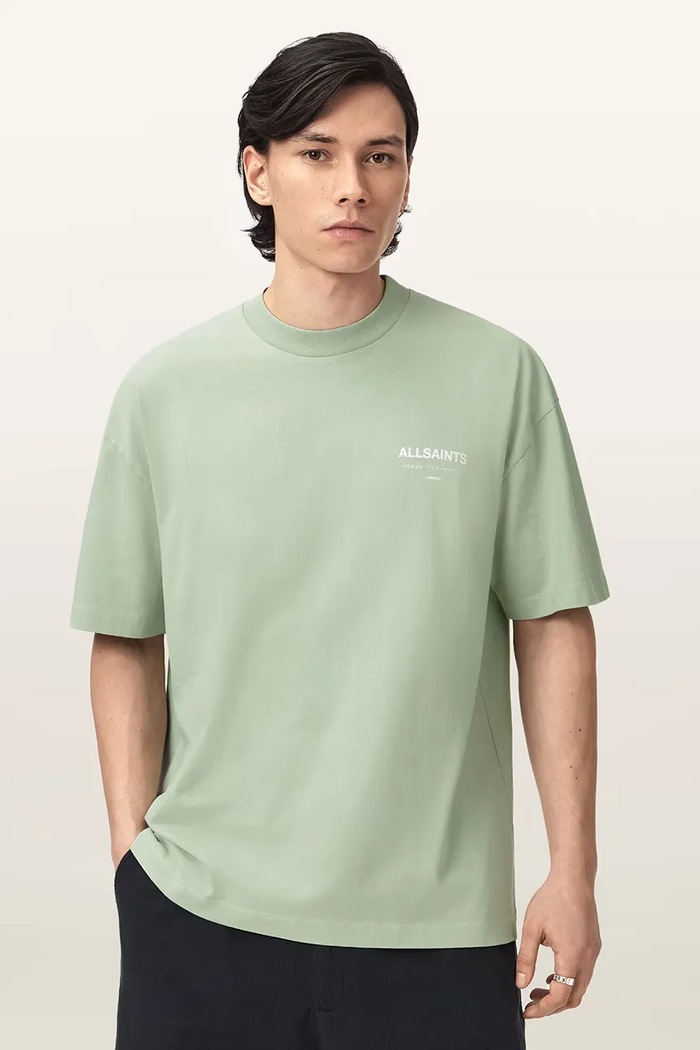 AllSaints T-shirt oversize męski bawełniany MINA M071PB zielony SS26