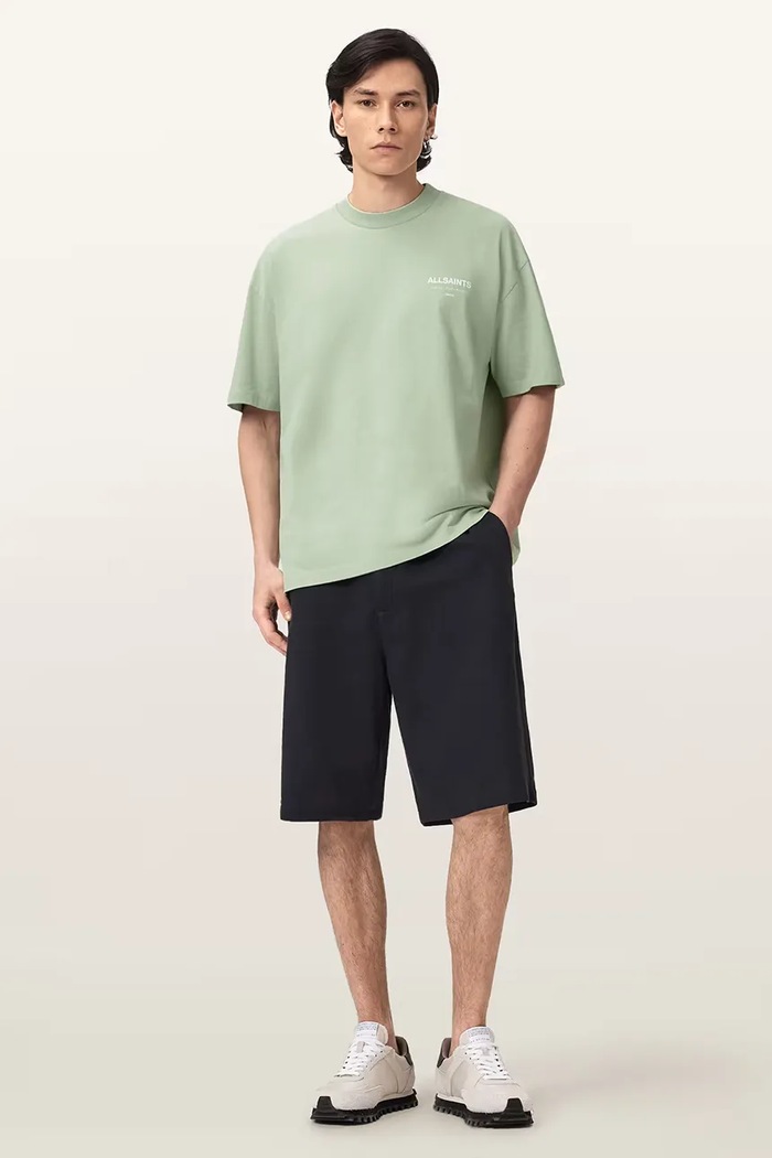 Odzież AllSaints T-shirt oversize męski bawełniany MINA M071PB zielony