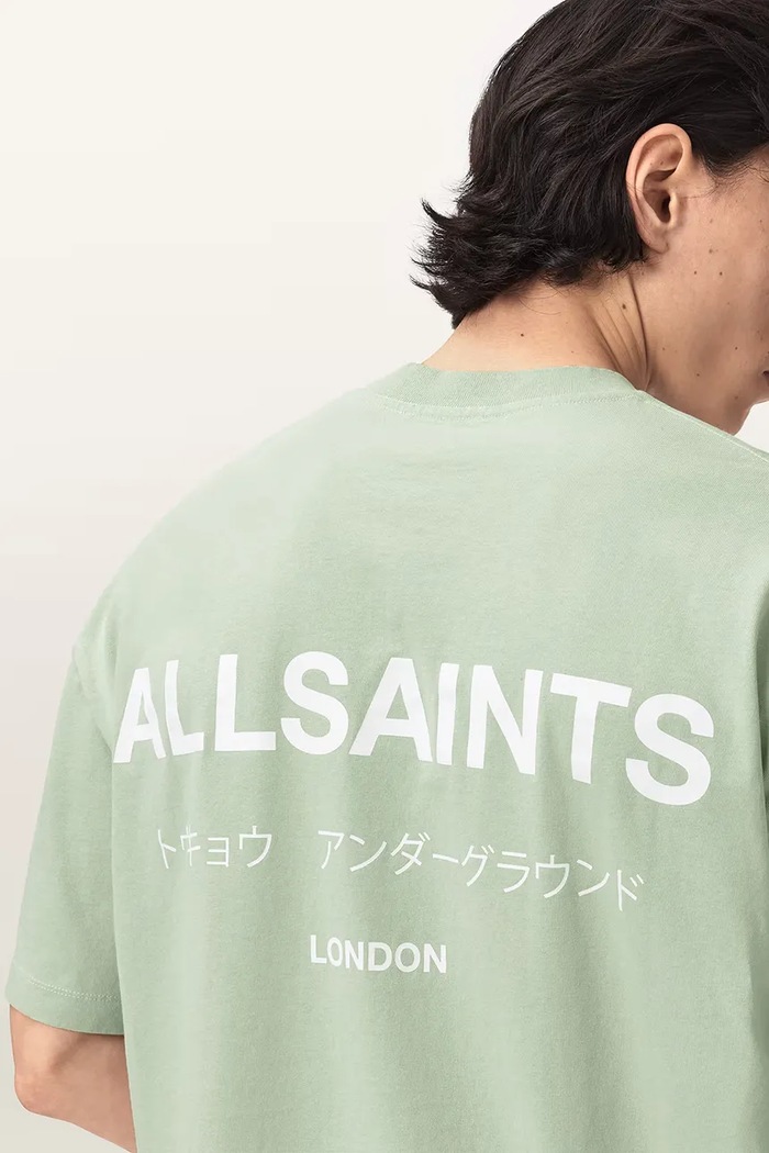 AllSaints T-shirt oversize męski bawełniany MINA M071PB zielony