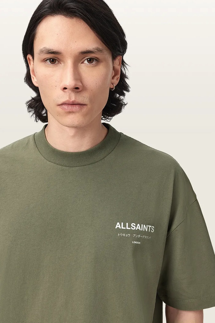 Oversize majica kratkih rukava za muškarce od pamuka AllSaints M071PB zelena