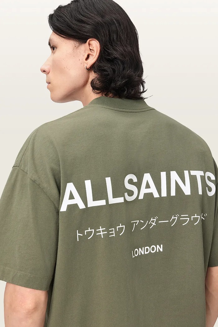 Oversize majica kratkih rukava za muškarce od pamuka AllSaints zelena M071PB