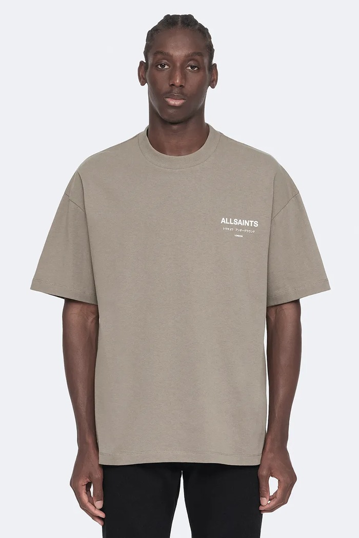 AllSaints Футболка оверсайз для мужчин из хлопка зелёный M071PB