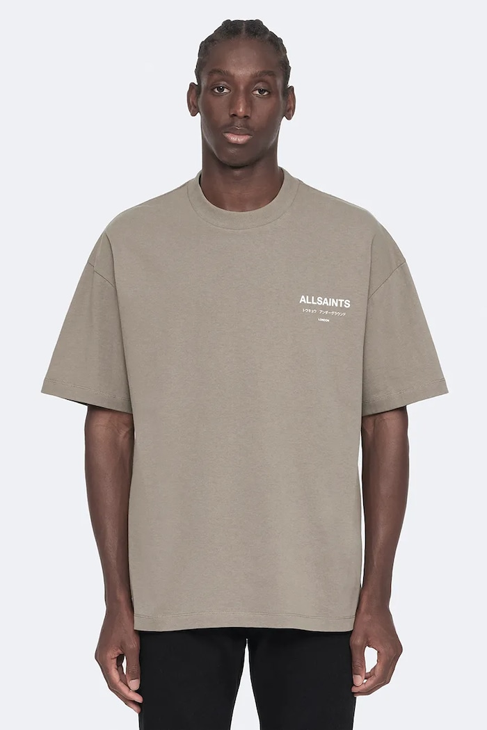 AllSaints Футболка оверсайз для мужчин из хлопка зелёный M071PB