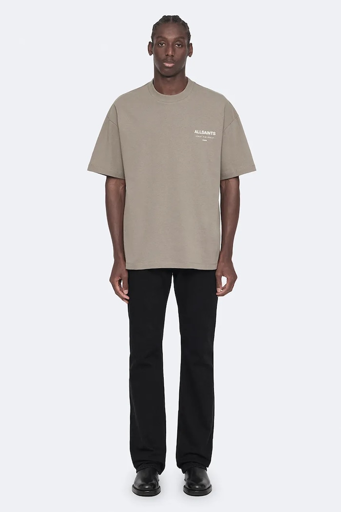 AllSaints Футболка оверсайз для мужчин из хлопка M071PB зелёный SS26