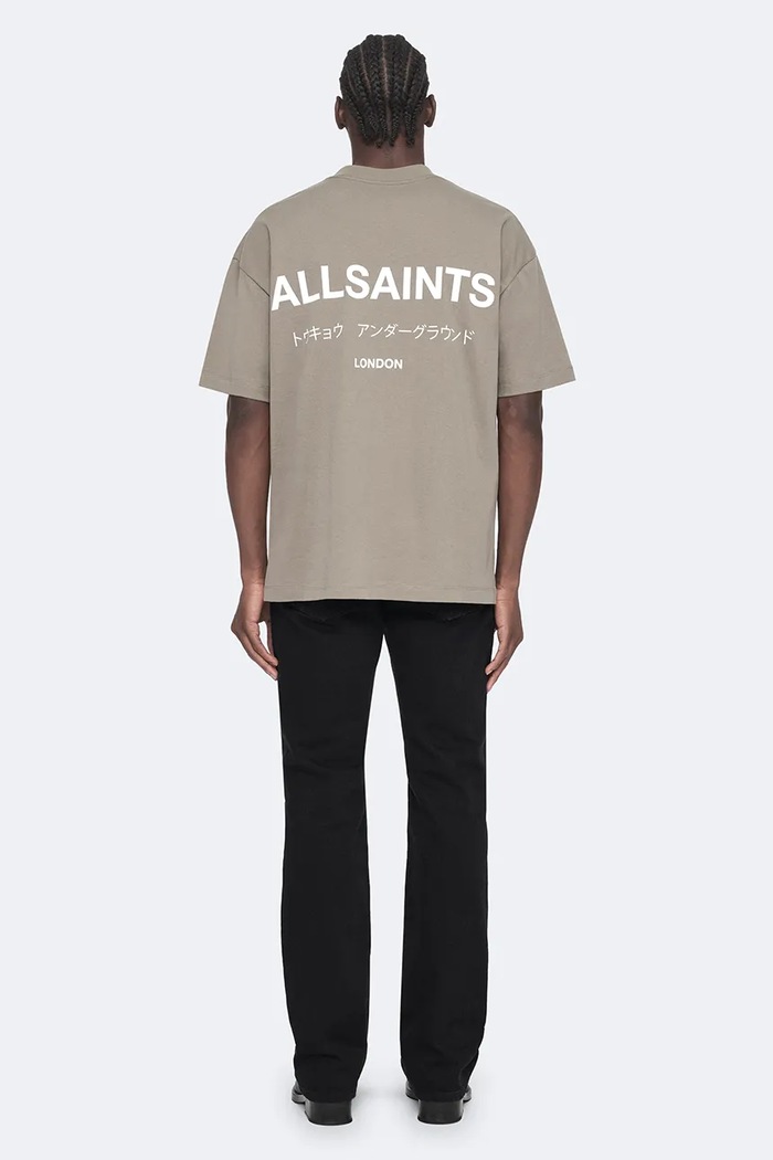 Одежда AllSaints Футболка оверсайз для мужчин из хлопка M071PB зелёный