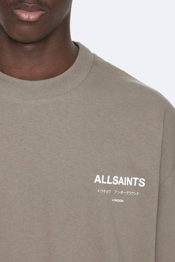 Футболка оверсайз для мужчин из хлопка AllSaints зелёный M071PB