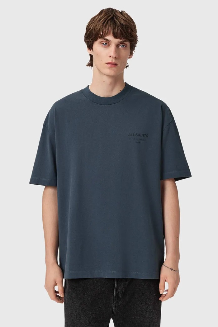 AllSaints T-shirt oversize męski bawełniany bawełna niebieski M071PB