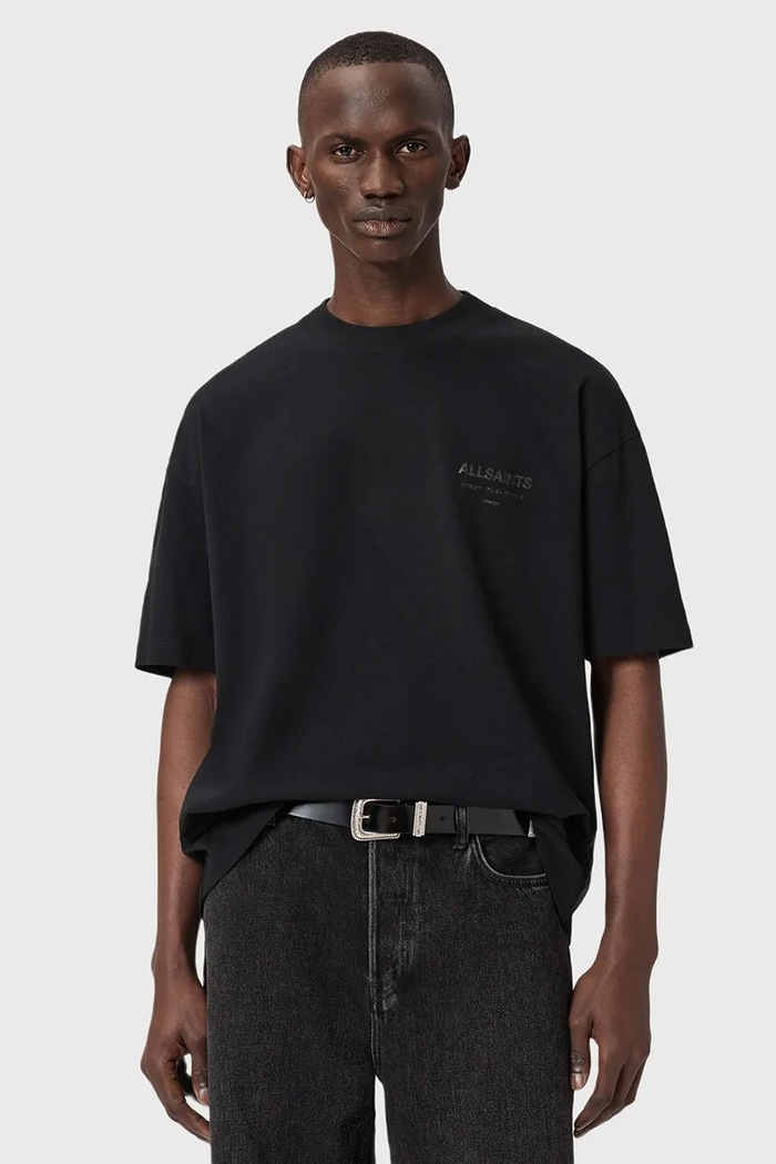 AllSaints футболка оверсайз для мужчин из хлопка M071PB чёрный SS26