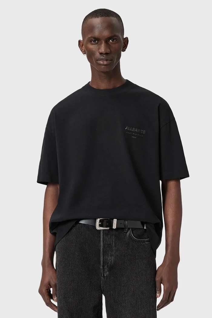 AllSaints футболка оверсайз для мужчин из хлопка M071PB чёрный SS26