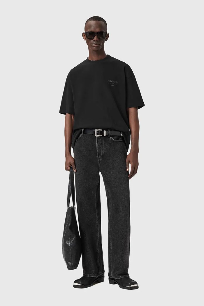 AllSaints футболка оверсайз для мужчин из хлопка M071PB чёрный