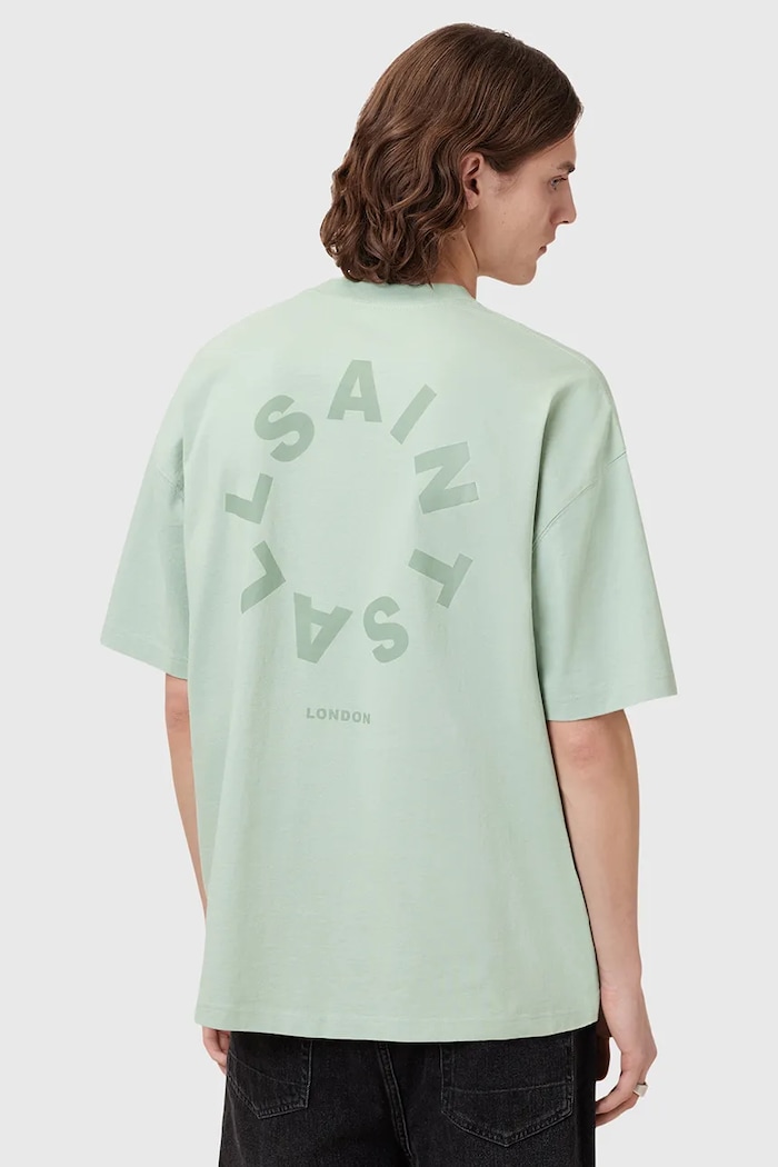AllSaints T-shirt bawełniany TIERRA SS CREW M072PB zielony AW25