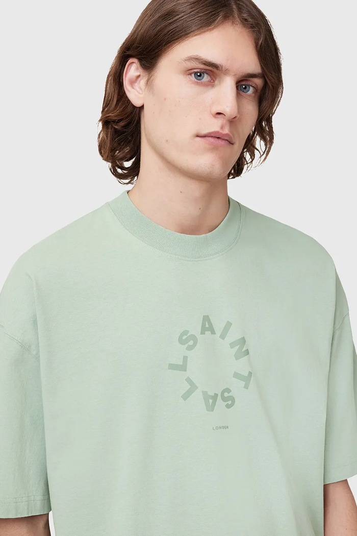 T-shirt bawełniany TIERRA SS CREW AllSaints M072PB zielony