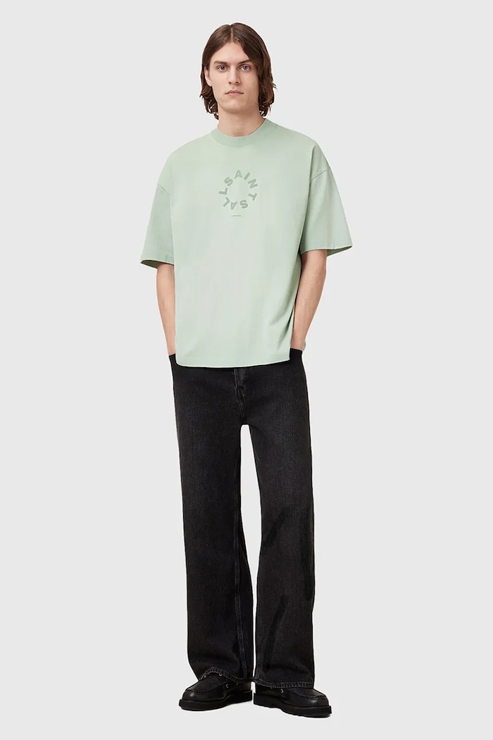 T-shirt bawełniany TIERRA SS CREW AllSaints zielony M072PB