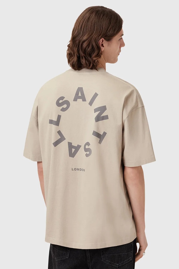 AllSaints T-shirt bawełniany TIERRA SS CREW M072PB beżowy AW25