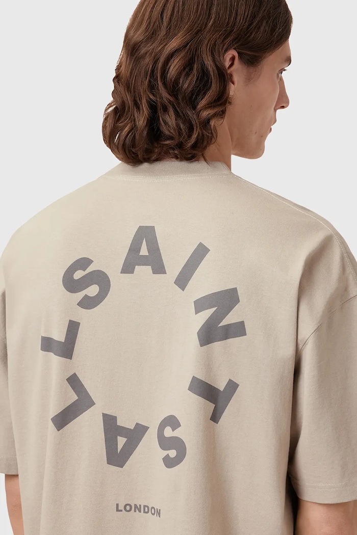 Odzież AllSaints T-shirt bawełniany TIERRA SS CREW M072PB beżowy