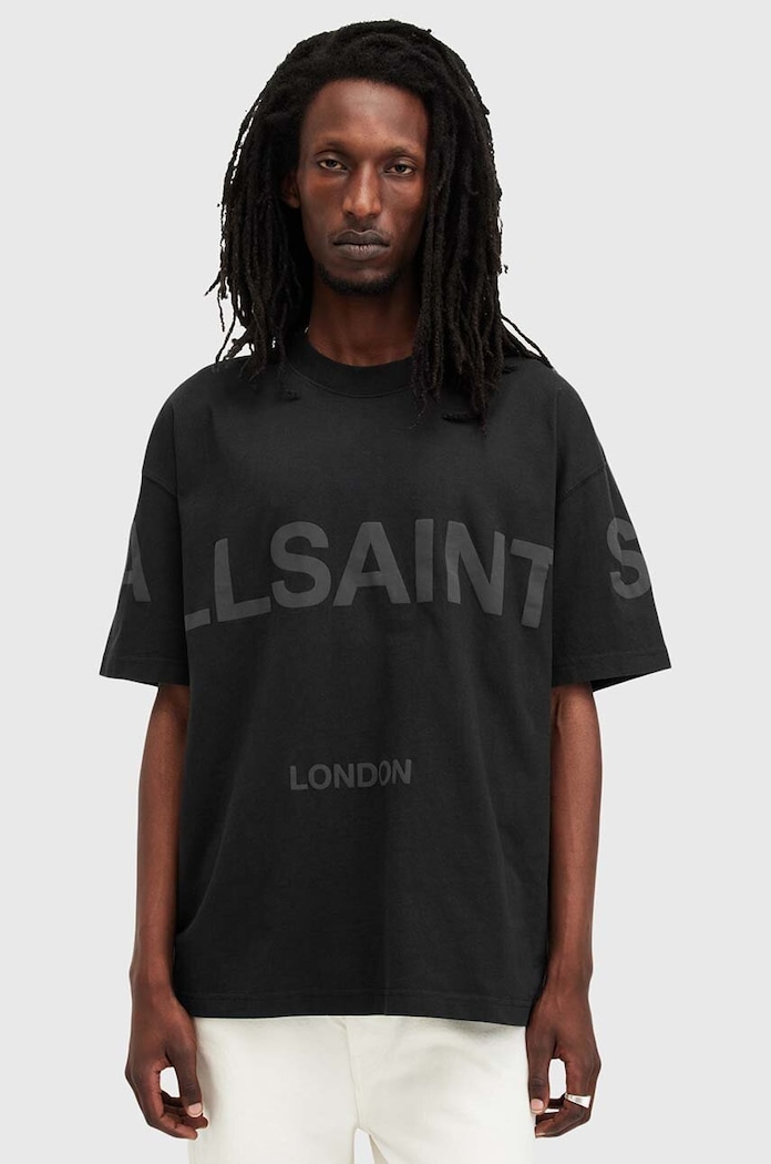 Памучна тениска AllSaints BIGGY свободна черен M088PB