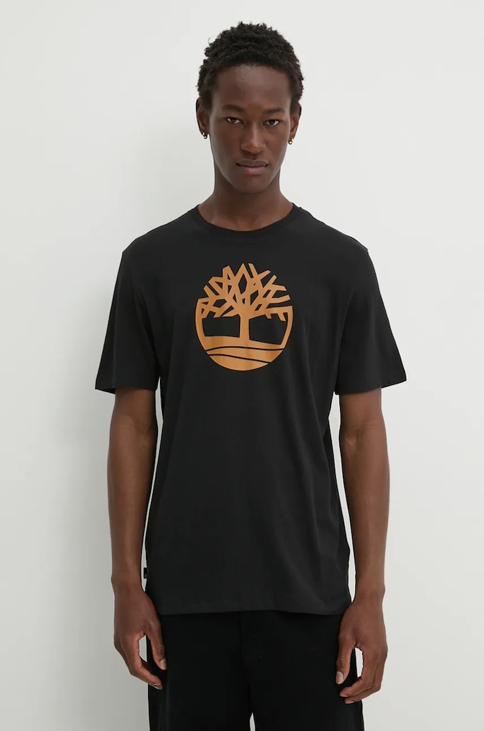 Timberland tricou din bumbac print negru TB0A2C2RP561
