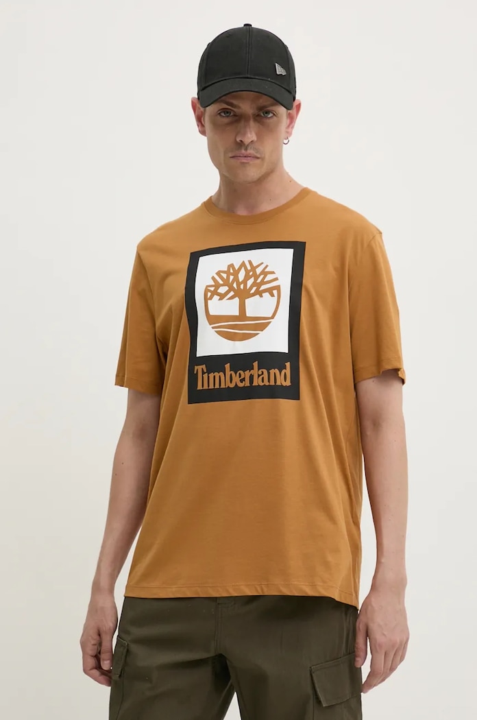 Bavlněné tričko Timberland hnědá TB0A5QS2P471