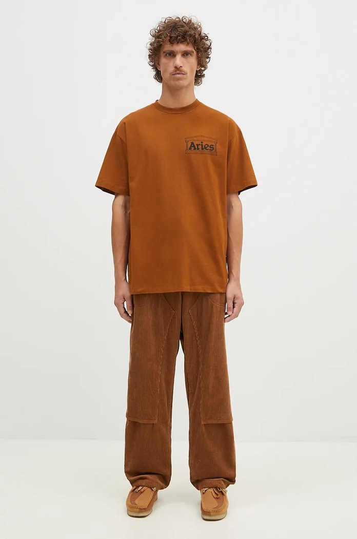 Cotton t-shirt Temple SS Tee Aries brown AR6000002