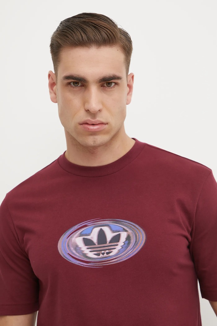 Памучна тениска adidas Originals бордо JM0481
