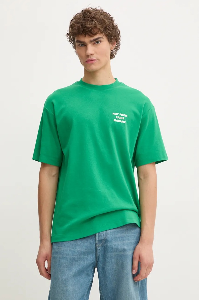 Tričko Drôle de Monsieur Le T-Shirt Slogan E.TS203.CO002.GN zelená AW24