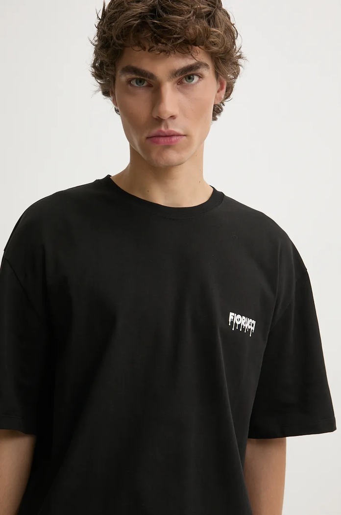 Памучна тениска Fiorucci свободна черен M01FPTSH103CJ01BK01