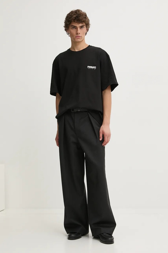 Памучна тениска Fiorucci M01FPTSH103CJ01BK01 черен AW24