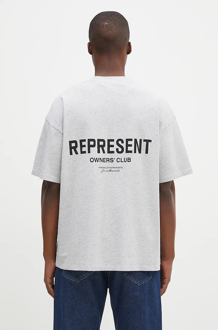 Бавовняна футболка Represent Represent Owners Club надрук сірий OCM41114.158
