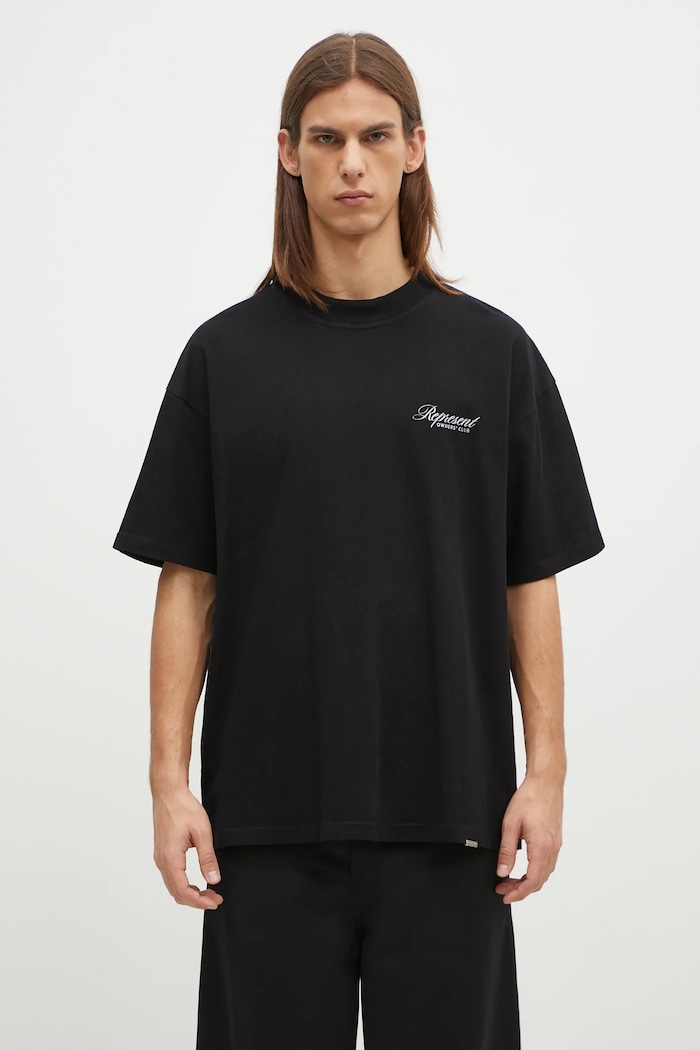 Represent tricou din bumbac Represent Owners Club Script print negru OCM41201.001