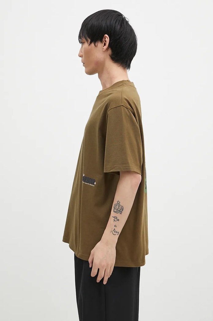 Bavlněné tričko Barbour Leonard OS Graphic MTS1353 zelená AW24