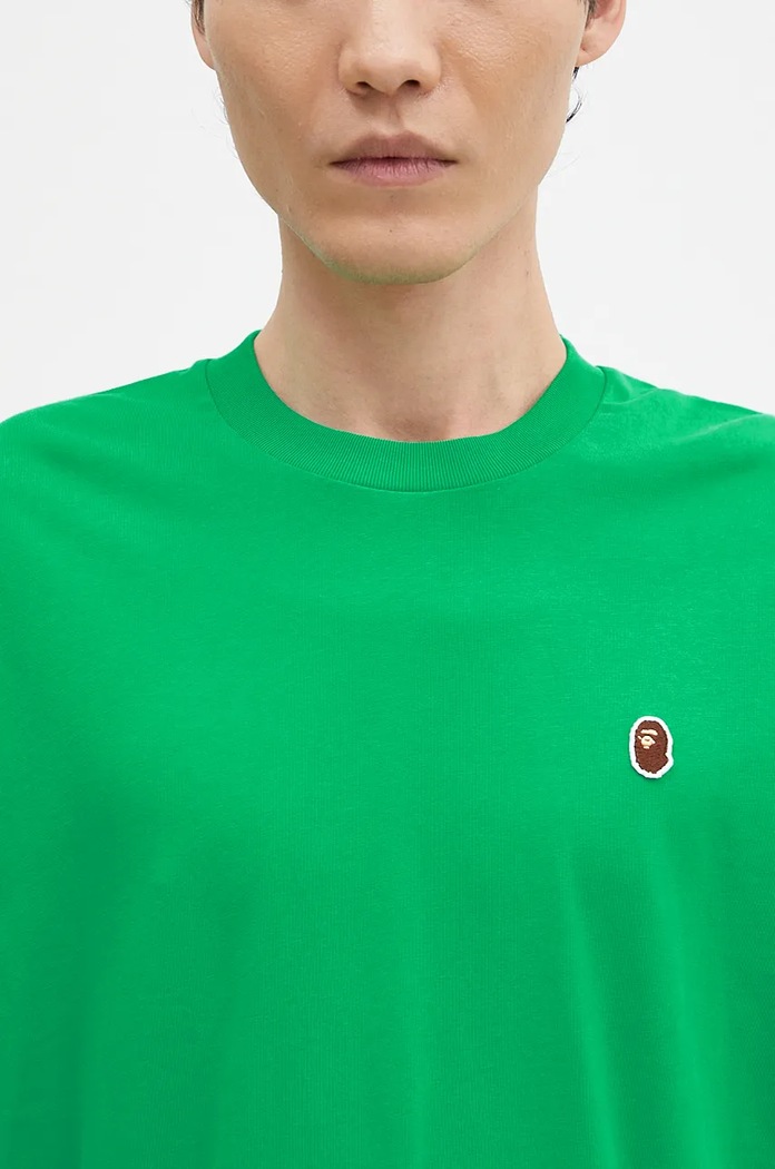 A Bathing Ape cotton t-shirt ONE POINT RELAXED FIT TEE green 1K80110345