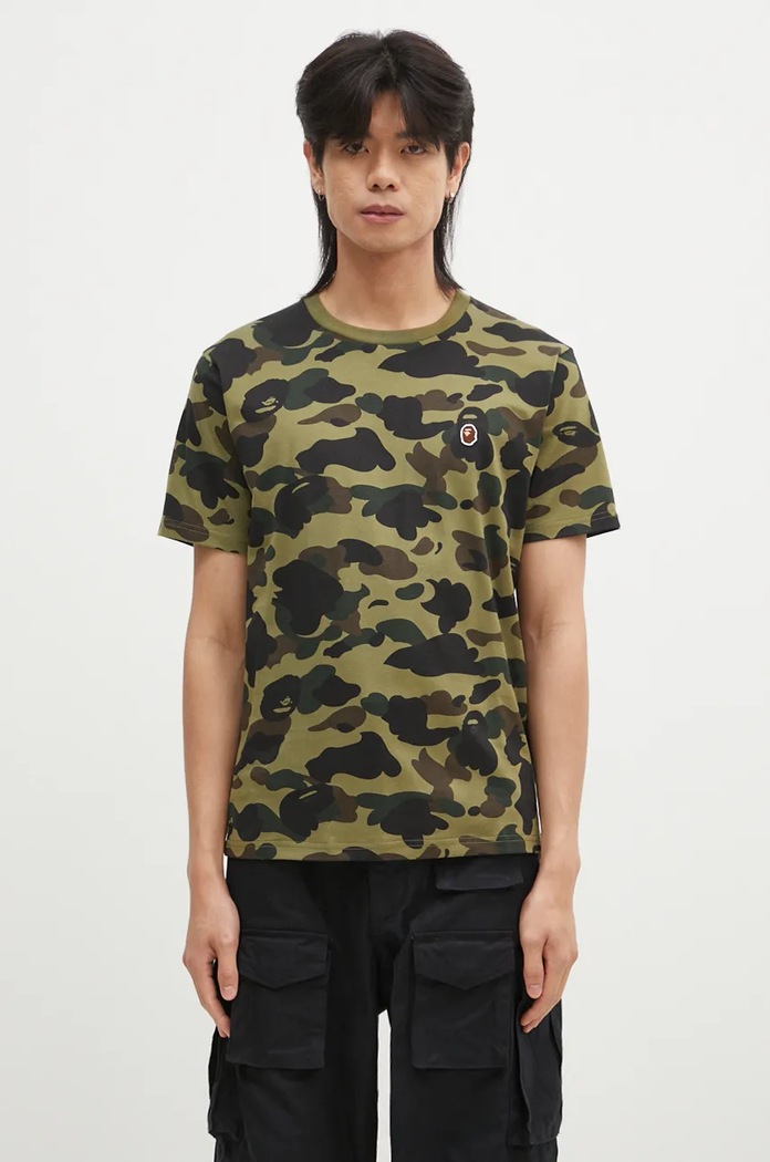 A Bathing Ape cotton t-shirt 1ST CAMO ONE POINT TEE regular green 1K80109006