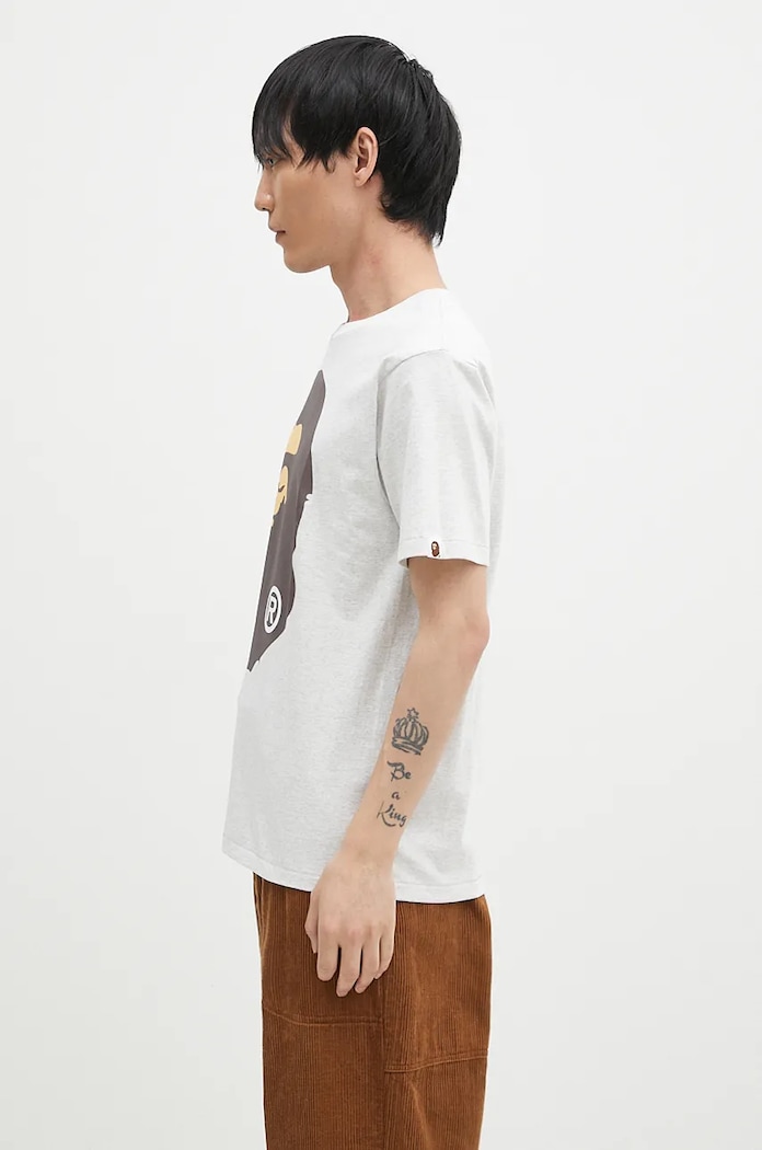 A Bathing Ape Bavlněné tričko A Bathing Ape BIG APE HEAD TEE 1K80110002 šedá AW24