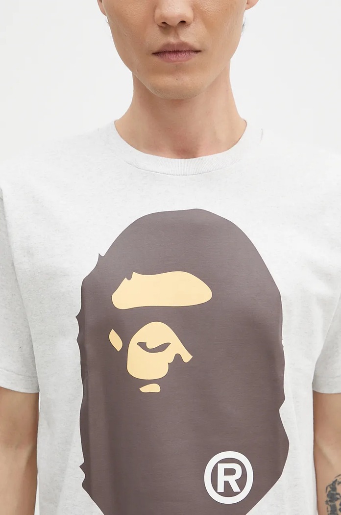 Bavlněné tričko A Bathing Ape BIG APE HEAD TEE A Bathing Ape 1K80110002 šedá