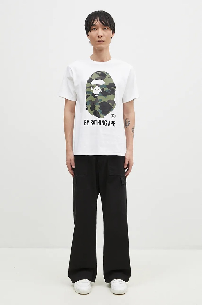 Bavlněné tričko A Bathing Ape 1ST CAMO BY BATHING APE TEE 1K80110012 bílá