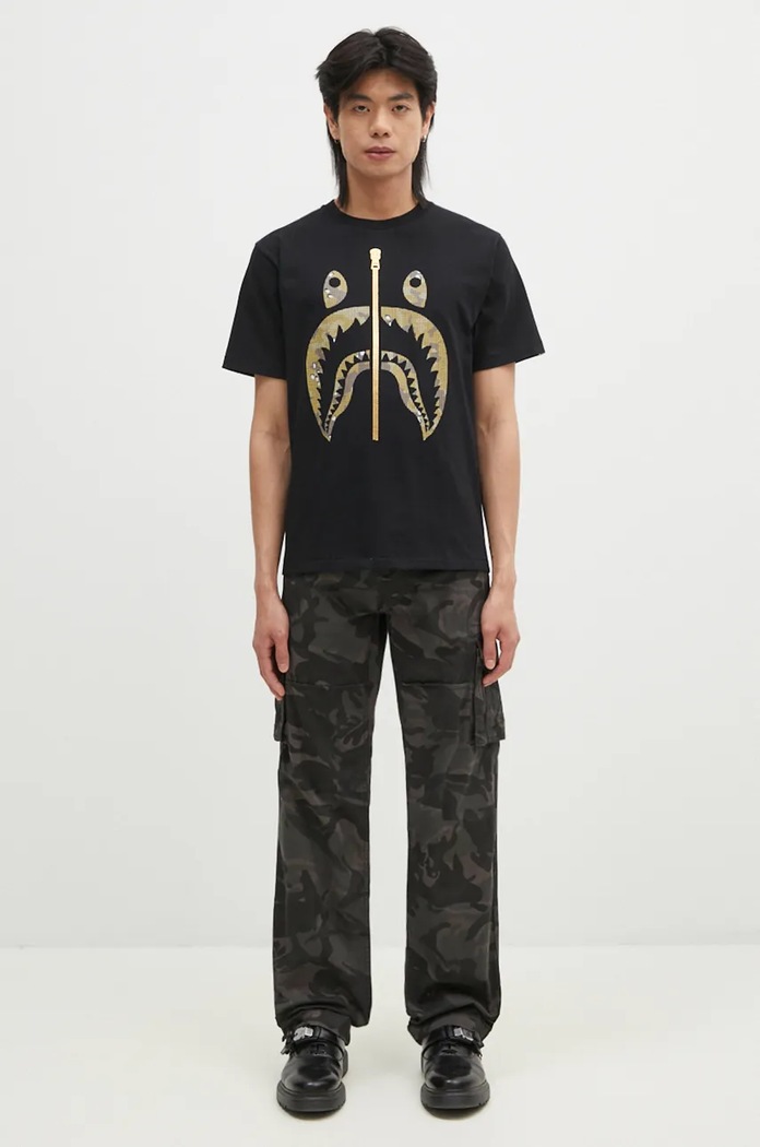 A Bathing Ape cotton t-shirt BITMAP SHARK TEE 1K80110040 black