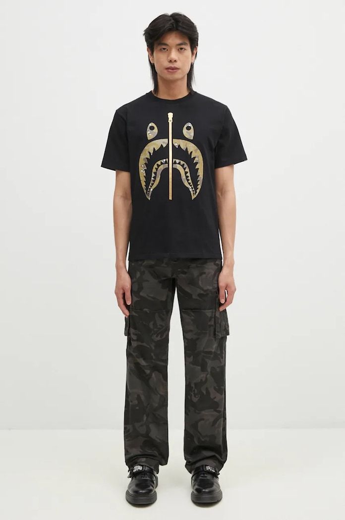 A Bathing Ape cotton t-shirt BITMAP SHARK TEE 1K80110040 black