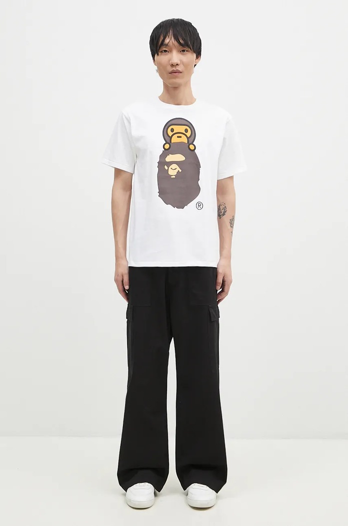 A Bathing Ape cotton t-shirt MILO ON APE HEAD TEE 2K80110002 white