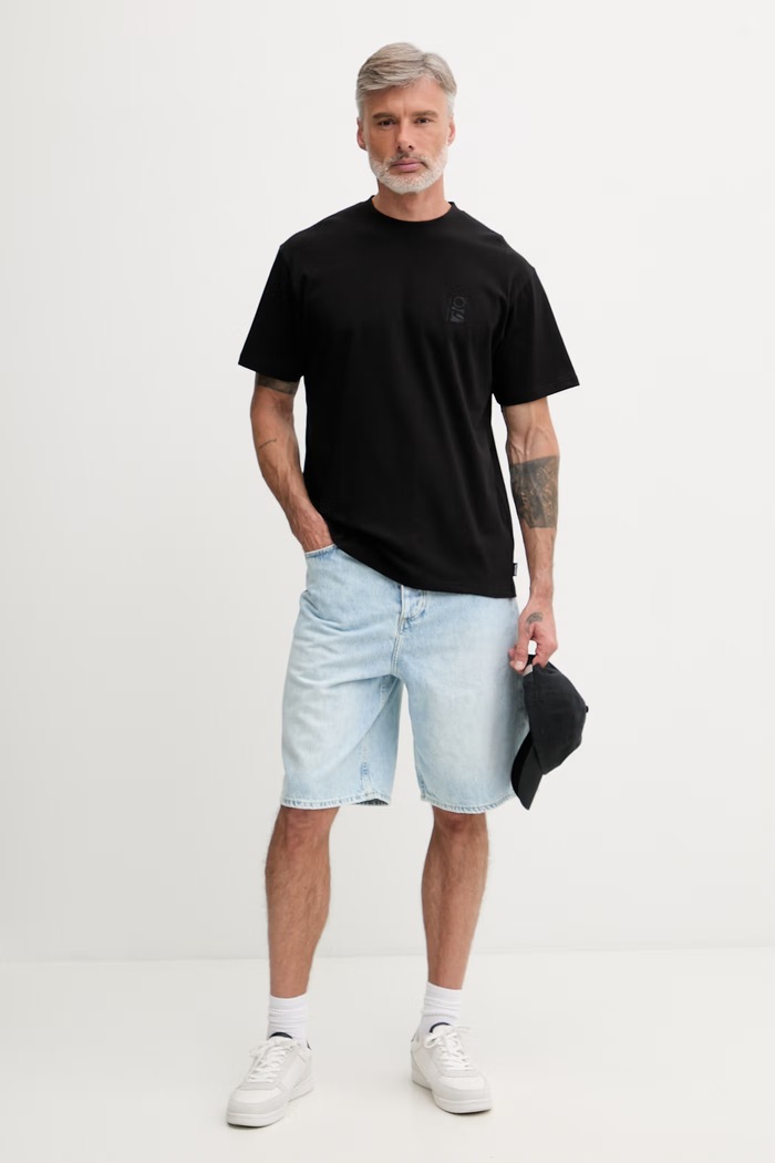 Rip Curl T-shirt męski bawełniany SEARCH EMBROIDERY 0JCMTE czarny SS26